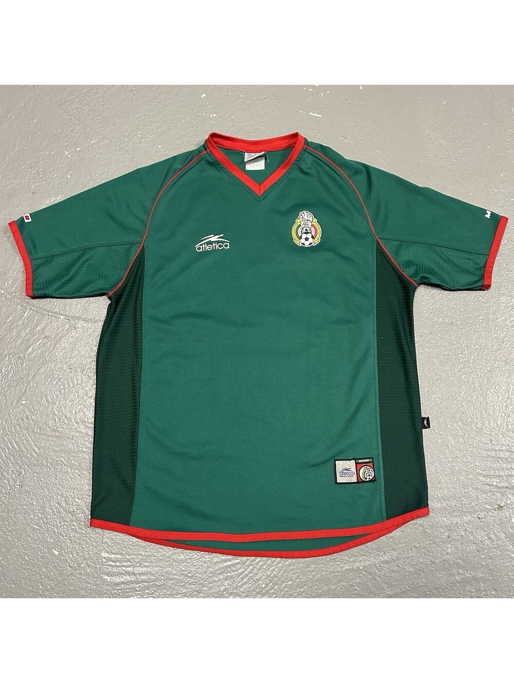 VINTAGE Mexico Atletica Home Soccer Jersey 2002 World Cup Authentic Size L